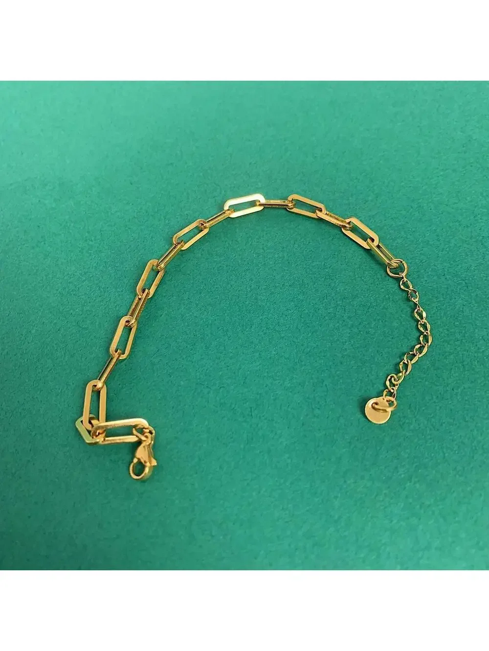 Y2k Cyber Vintage style Paper Clip Stainless Steel Gold Bracelet. High quality